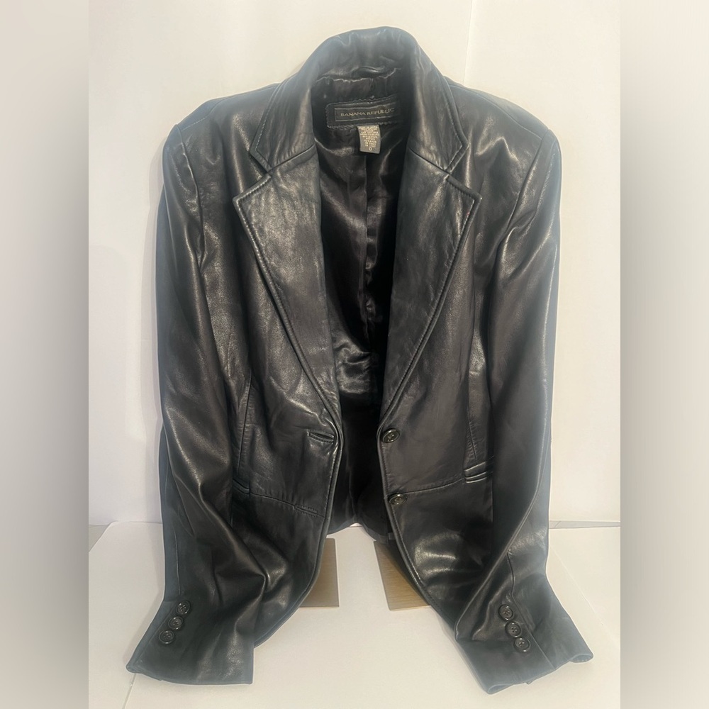 Banana Republic-Black leather jacket- size 0
